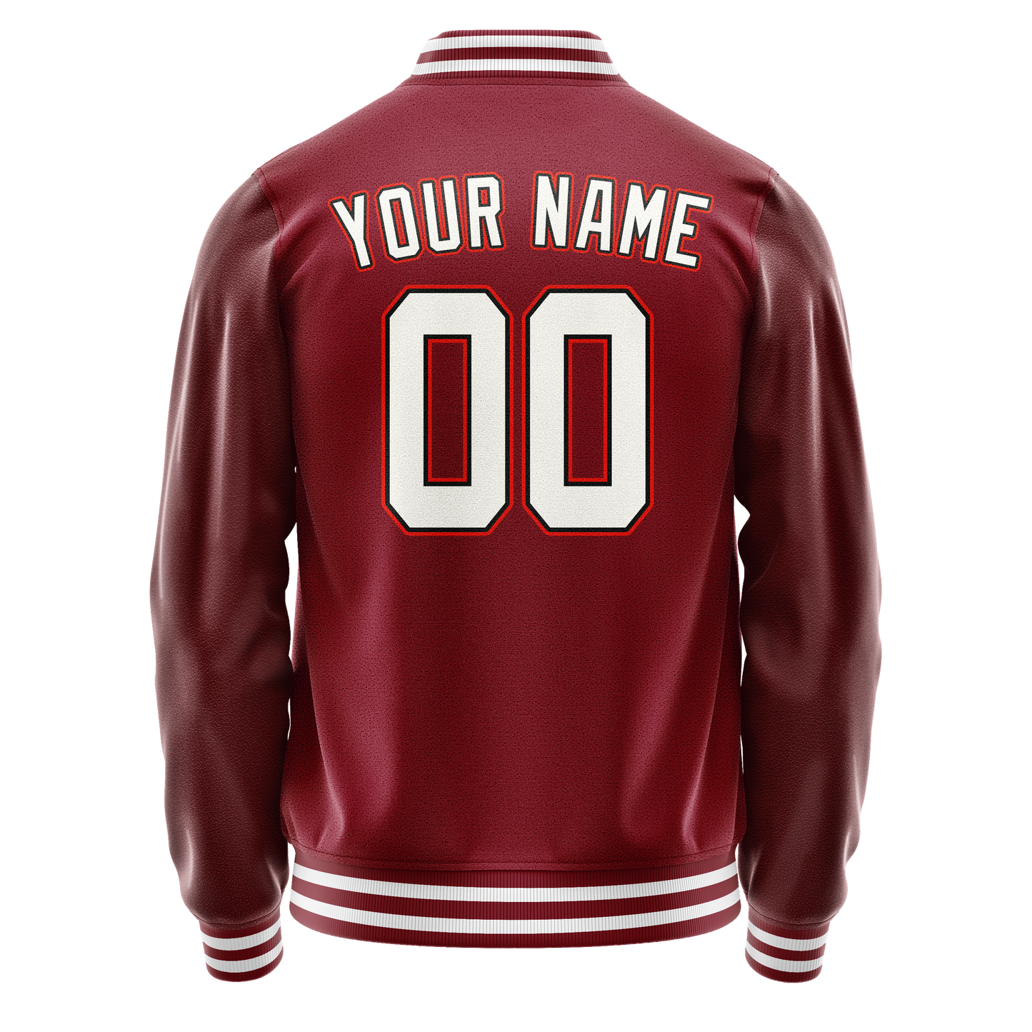 Custom Crimson White Solid Color Varsity Letterman Jacket