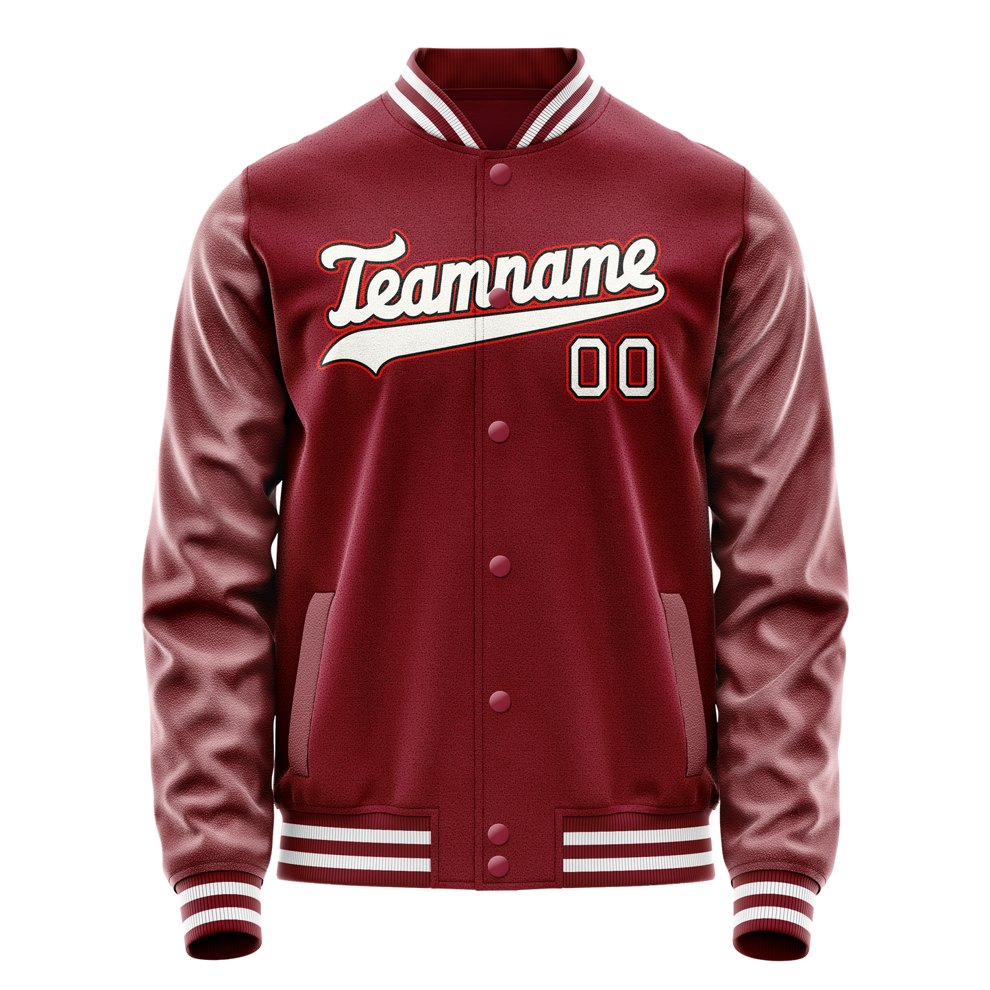 Custom Crimson White Solid Color Varsity Letterman Jacket