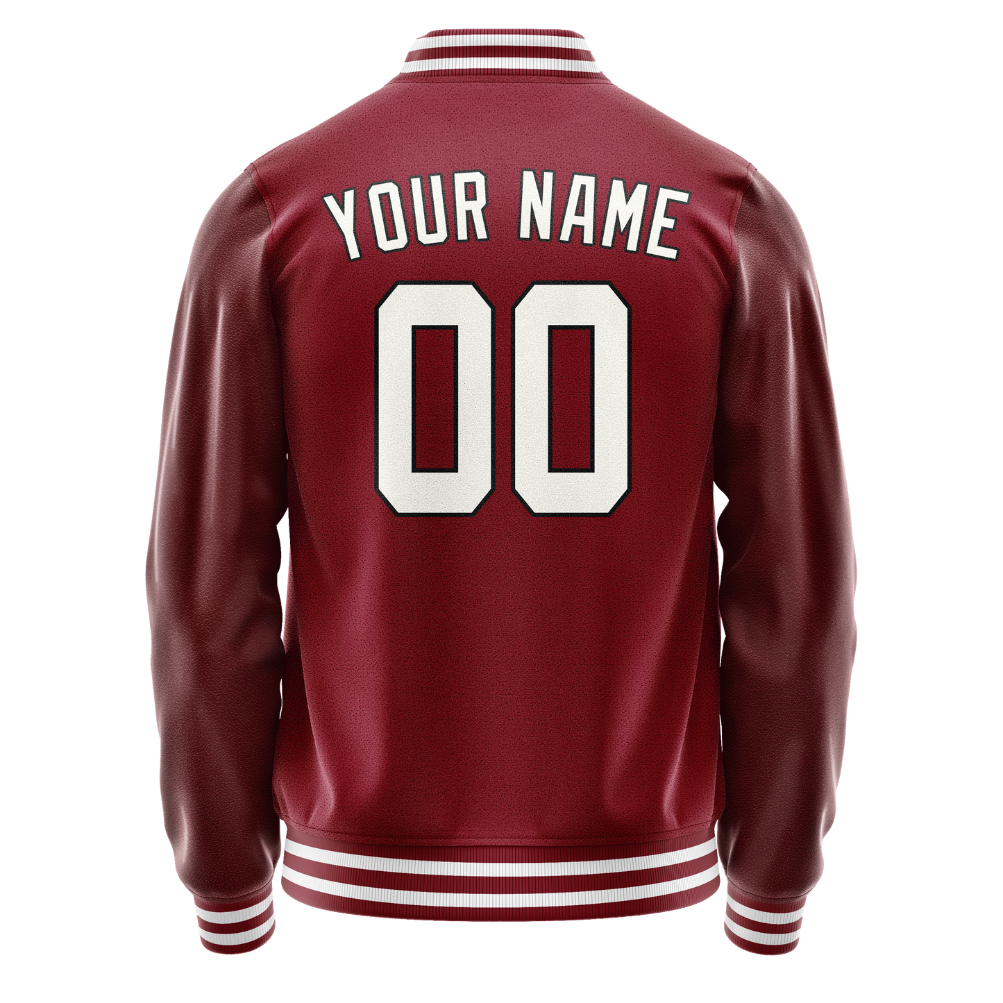 Custom Crimson White Solid Color Varsity Letterman Jacket