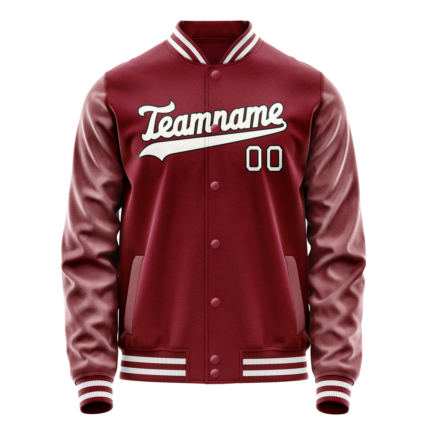 Custom Crimson White Solid Color Varsity Letterman Jacket