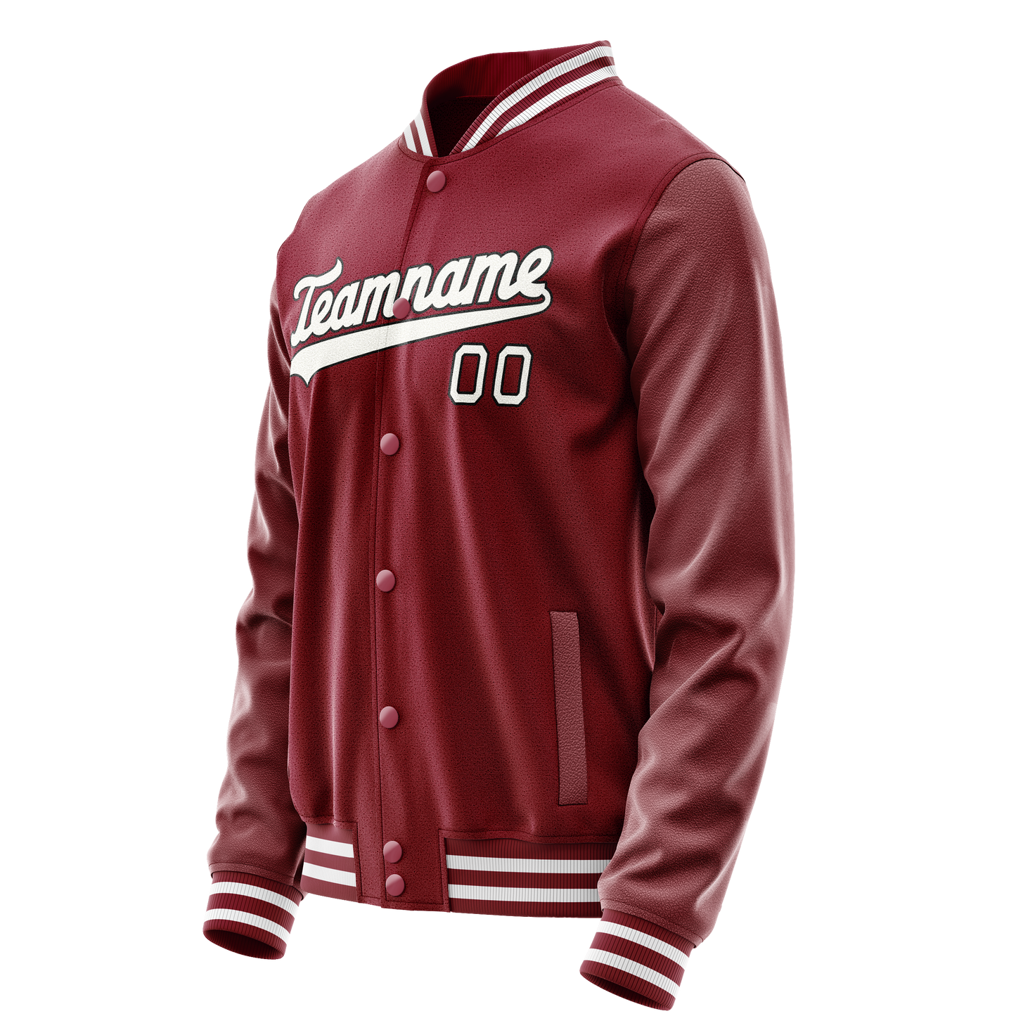 Custom Crimson White Solid Color Varsity Letterman Jacket