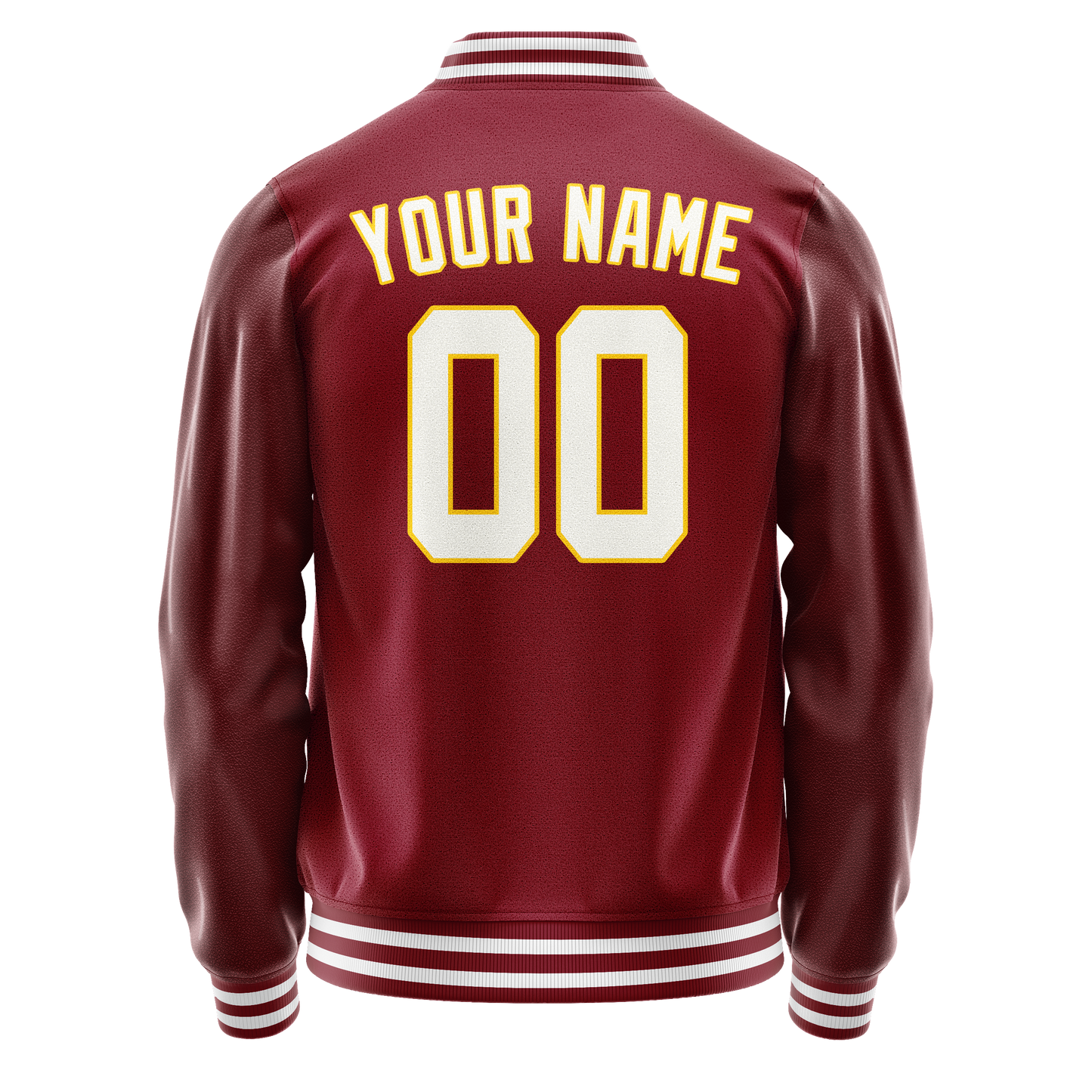 Custom Crimson White Solid Color Varsity Letterman Jacket