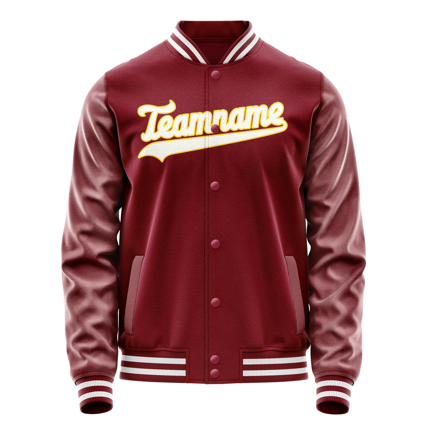 Custom Crimson White Solid Color Varsity Letterman Jacket