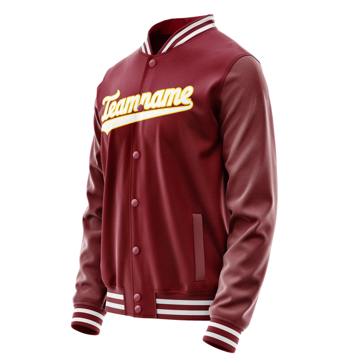 Custom Crimson White Solid Color Varsity Letterman Jacket
