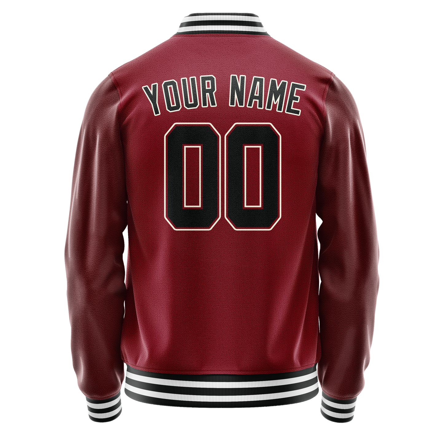Custom Crimson Black Solid Color Varsity Letterman Jacket