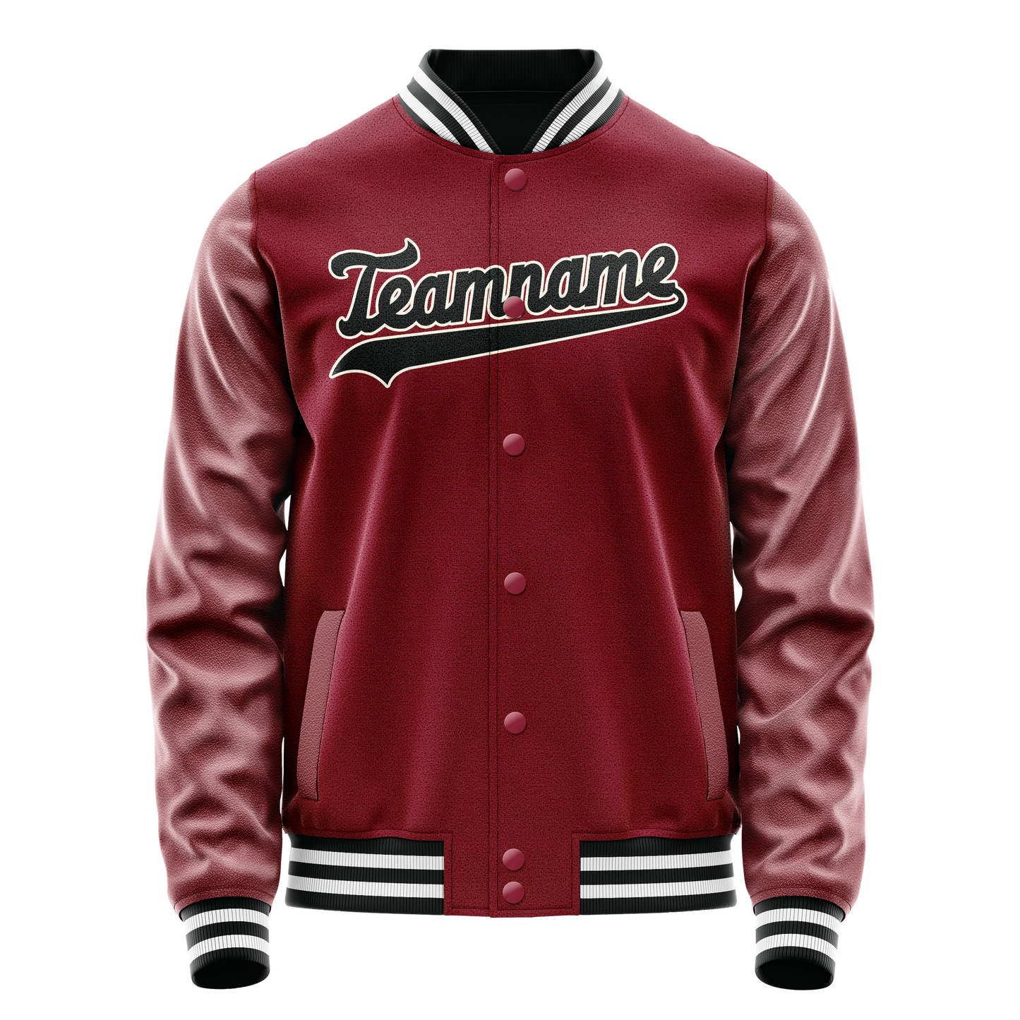 Custom Crimson Black Solid Color Varsity Letterman Jacket