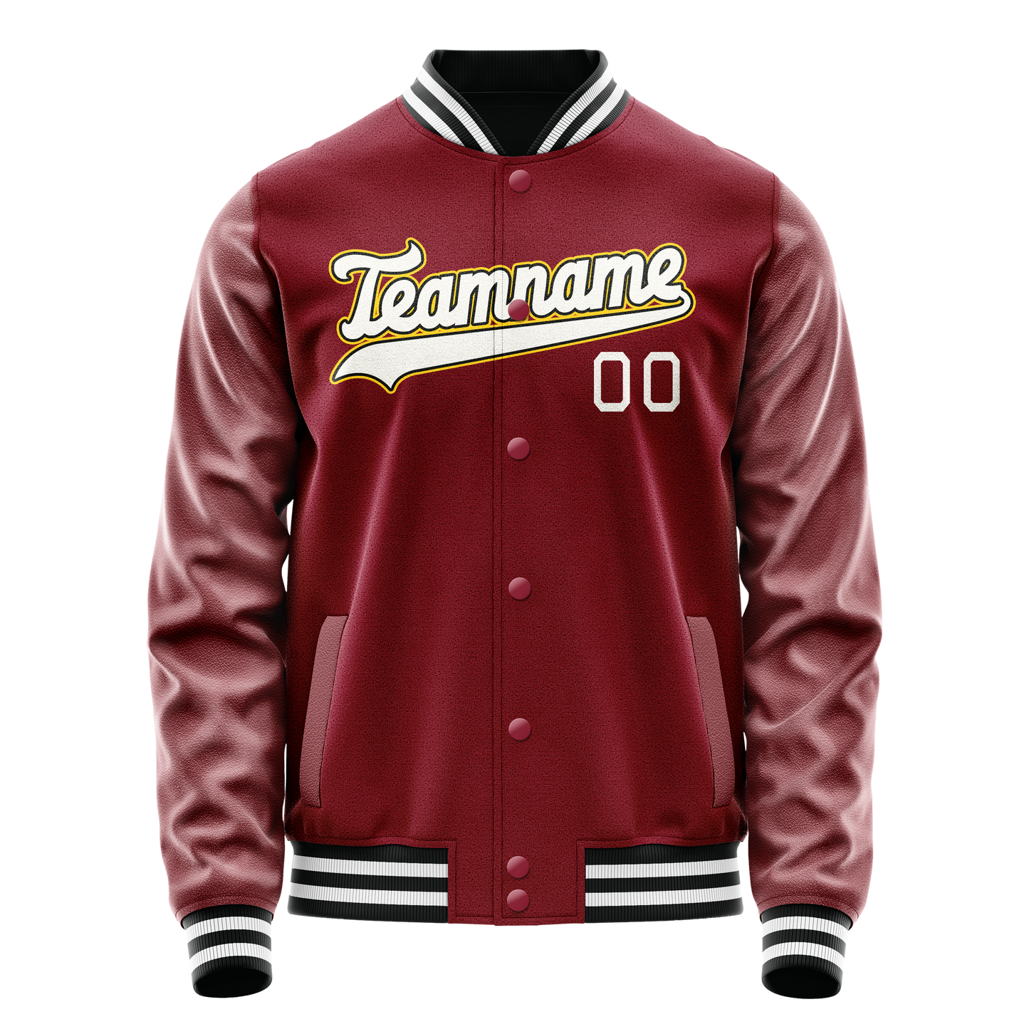 Custom Crimson White Solid Color Varsity Letterman Jacket