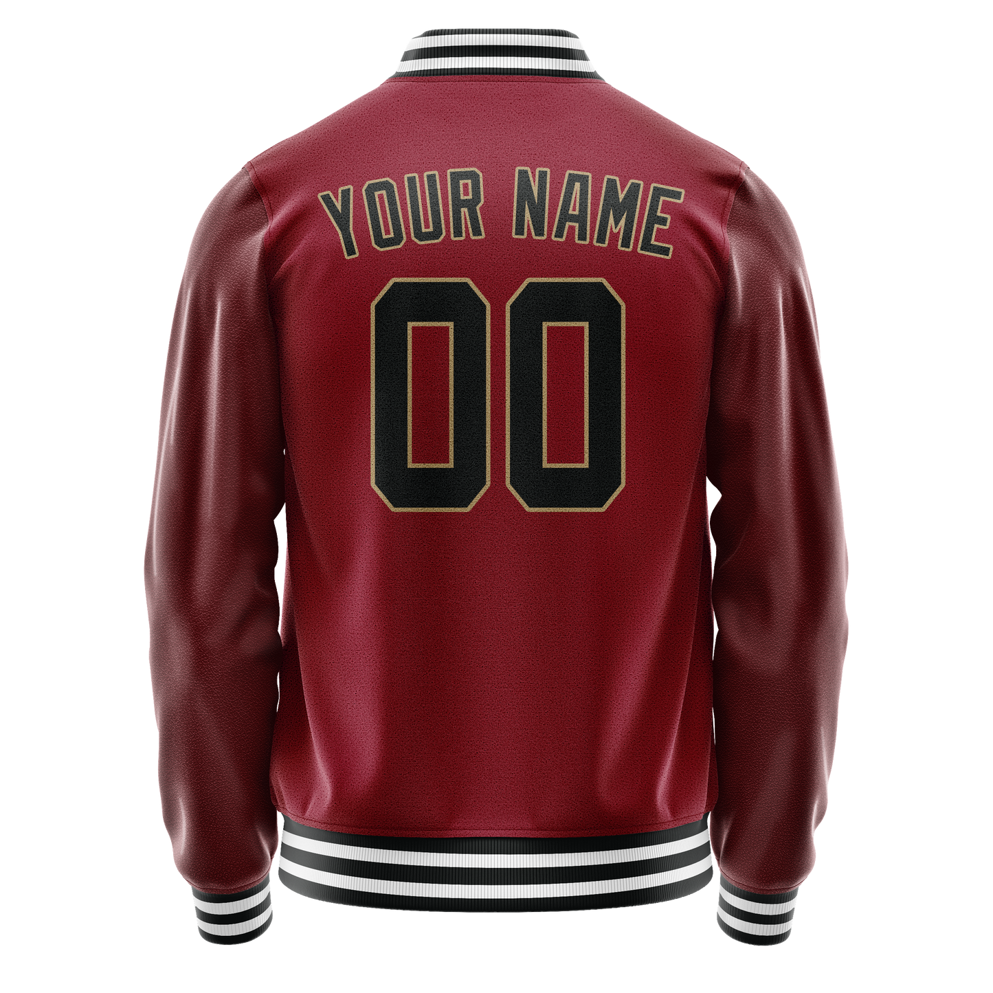 Custom Crimson Black Solid Color Varsity Letterman Jacket