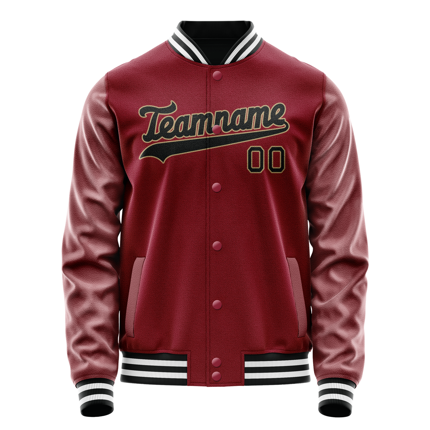 Custom Crimson Black Solid Color Varsity Letterman Jacket