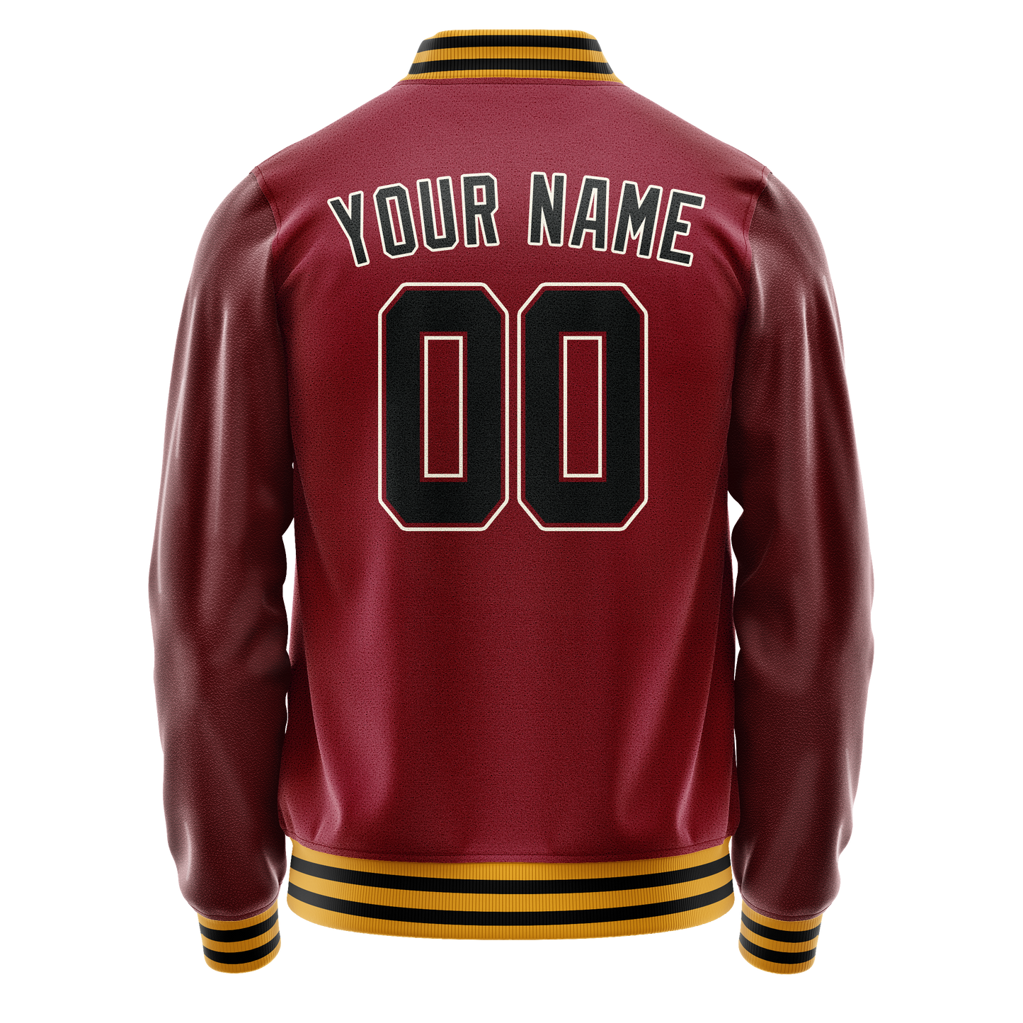 Custom Crimson Black Solid Color Varsity Letterman Jacket