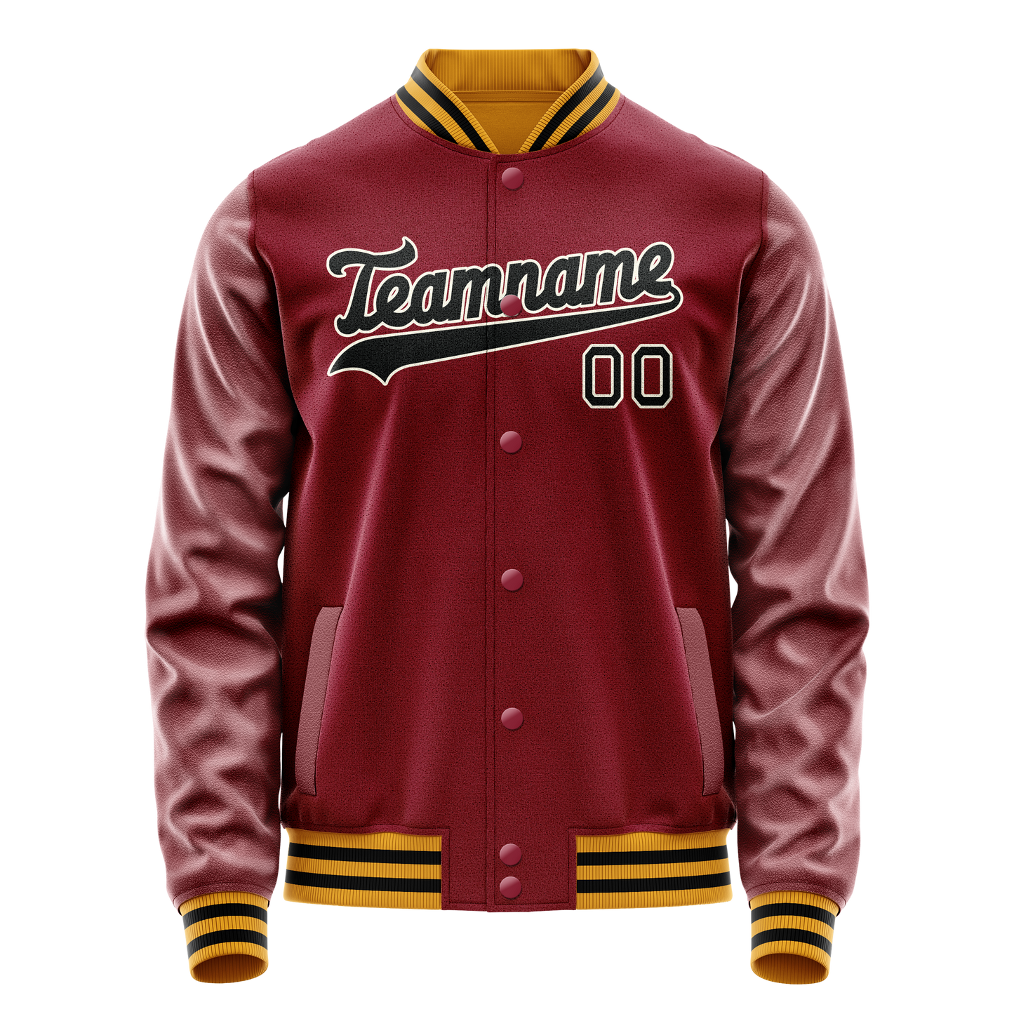 Custom Crimson Black Solid Color Varsity Letterman Jacket