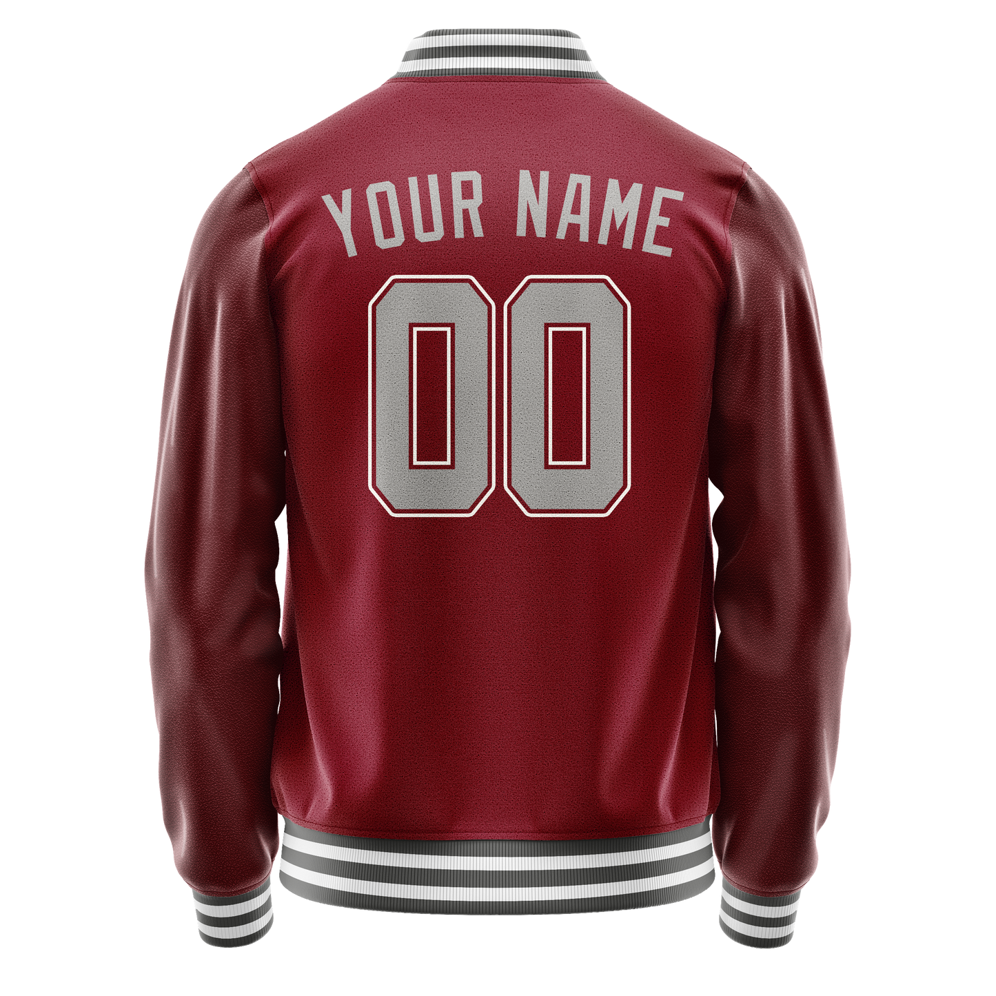 Custom Crimson Gray Solid Color Varsity Letterman Jacket
