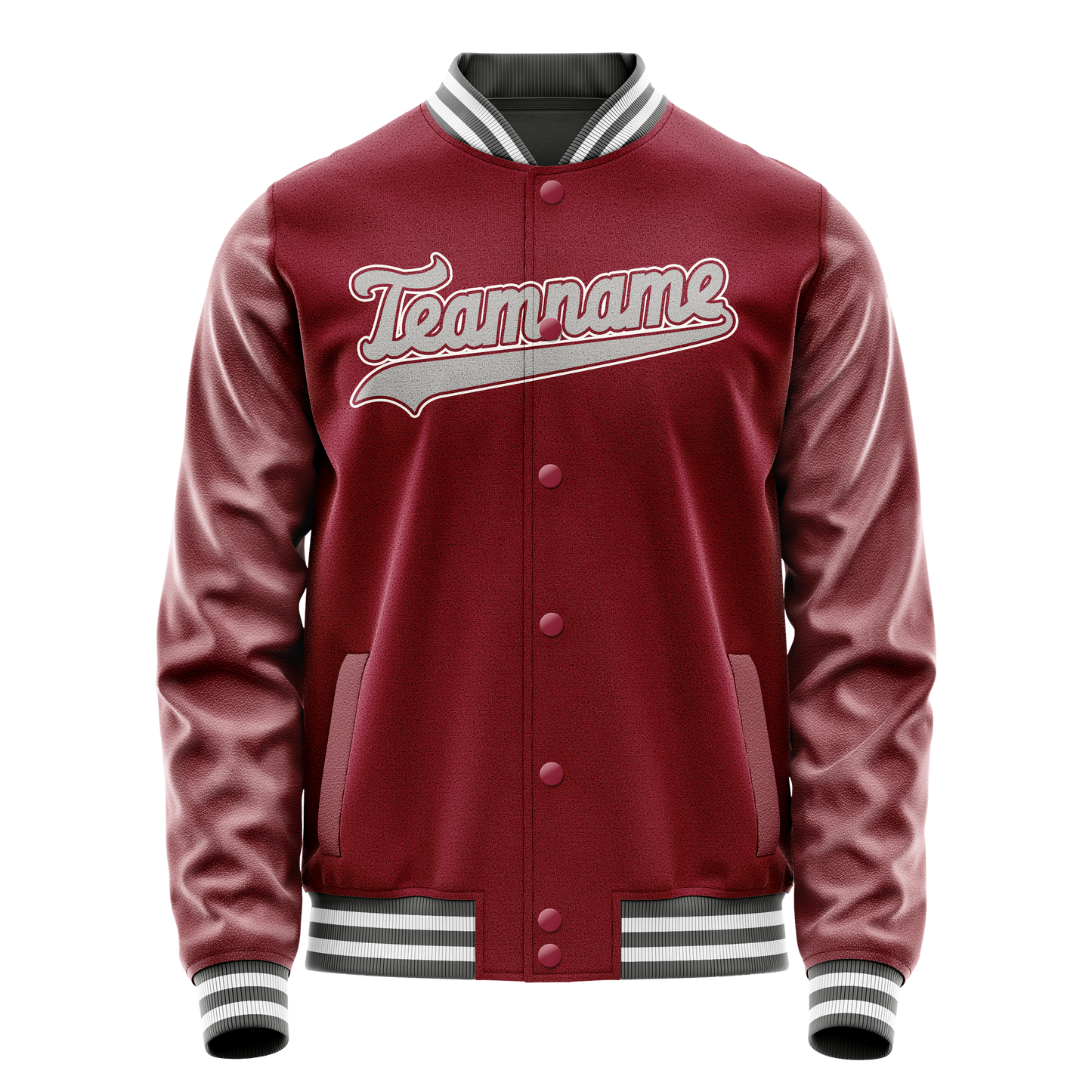 Custom Crimson Gray Solid Color Varsity Letterman Jacket