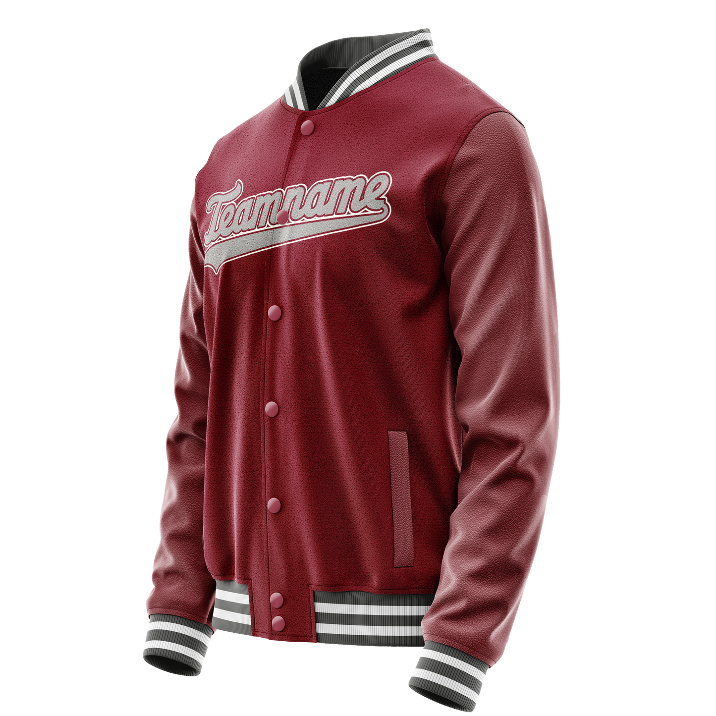 Custom Crimson Gray Solid Color Varsity Letterman Jacket