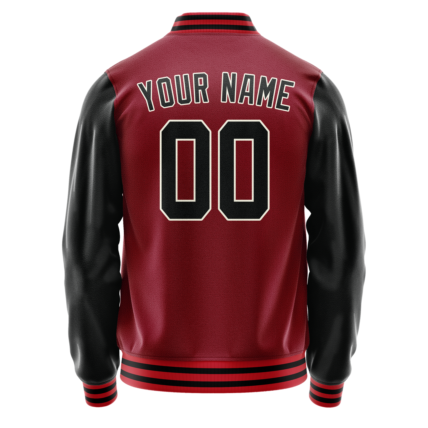 Custom Crimson Black Solid Color Varsity Letterman Jacket