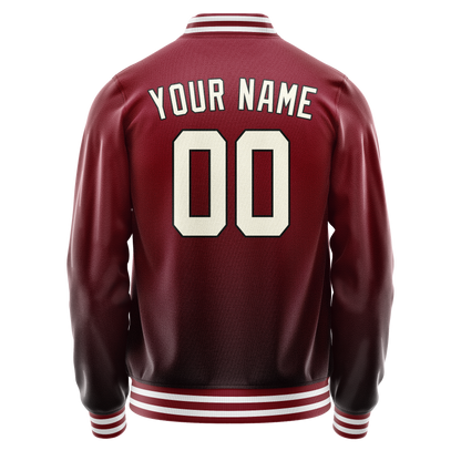 Custom Crimson Cream Solid Color Varsity Letterman Jacket