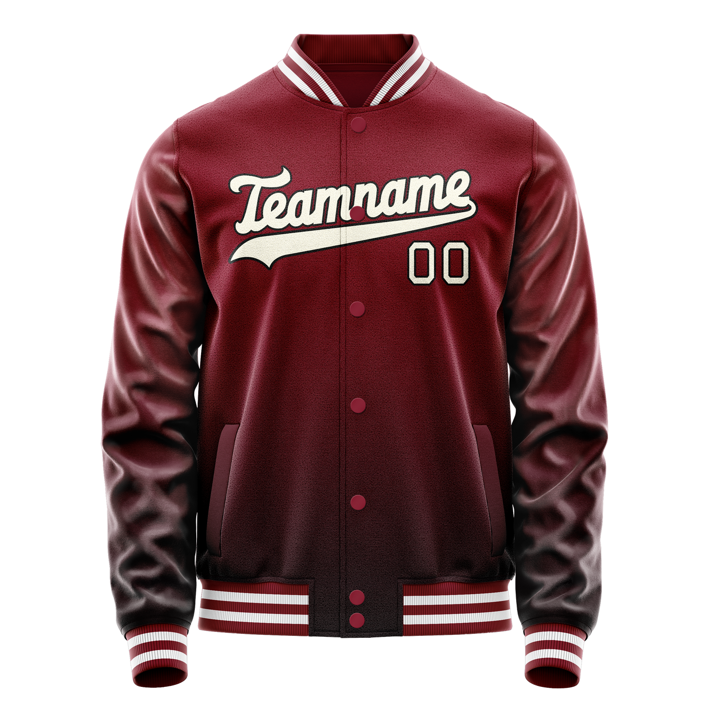 Custom Crimson Cream Solid Color Varsity Letterman Jacket