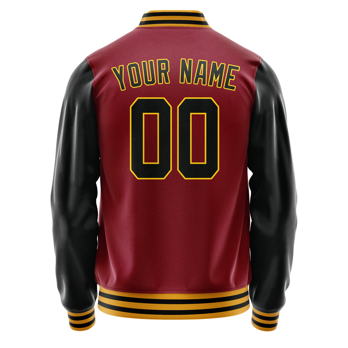 Custom Crimson Black Solid Color Varsity Letterman Jacket