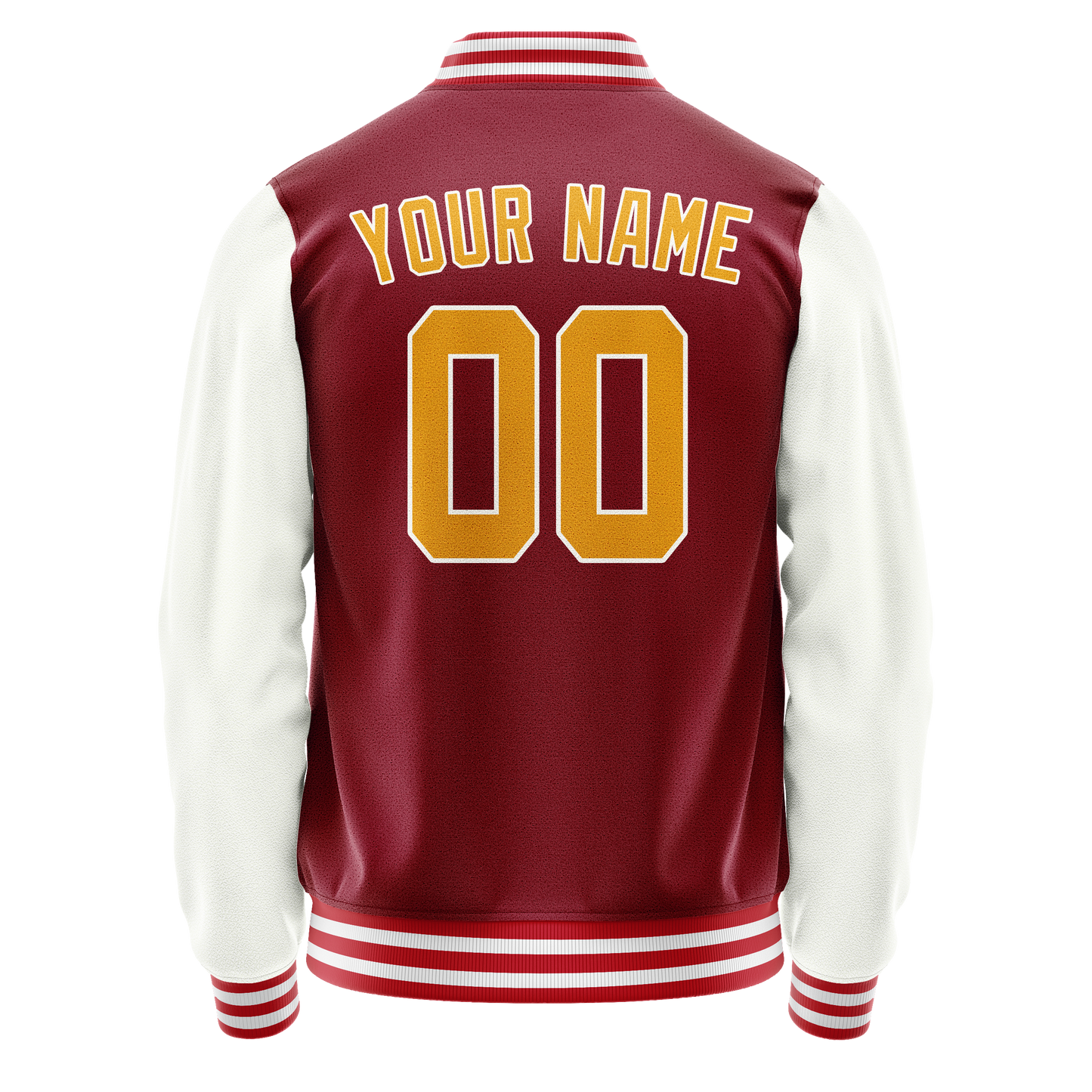 Custom Crimson White Solid Color Varsity Letterman Jacket