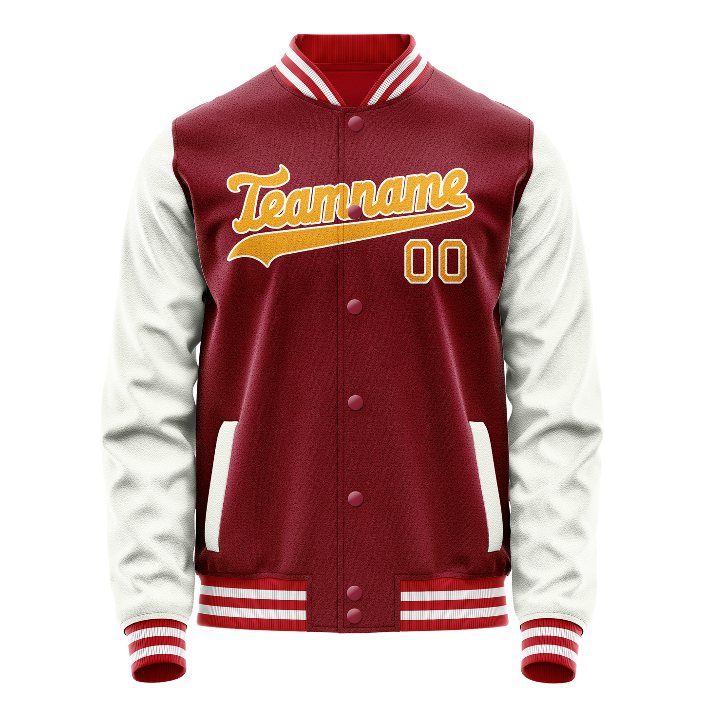 Custom Crimson White Solid Color Varsity Letterman Jacket