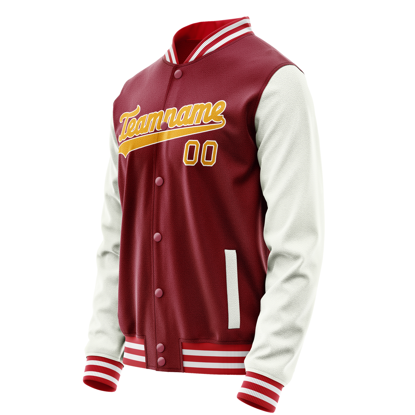 Custom Crimson White Solid Color Varsity Letterman Jacket