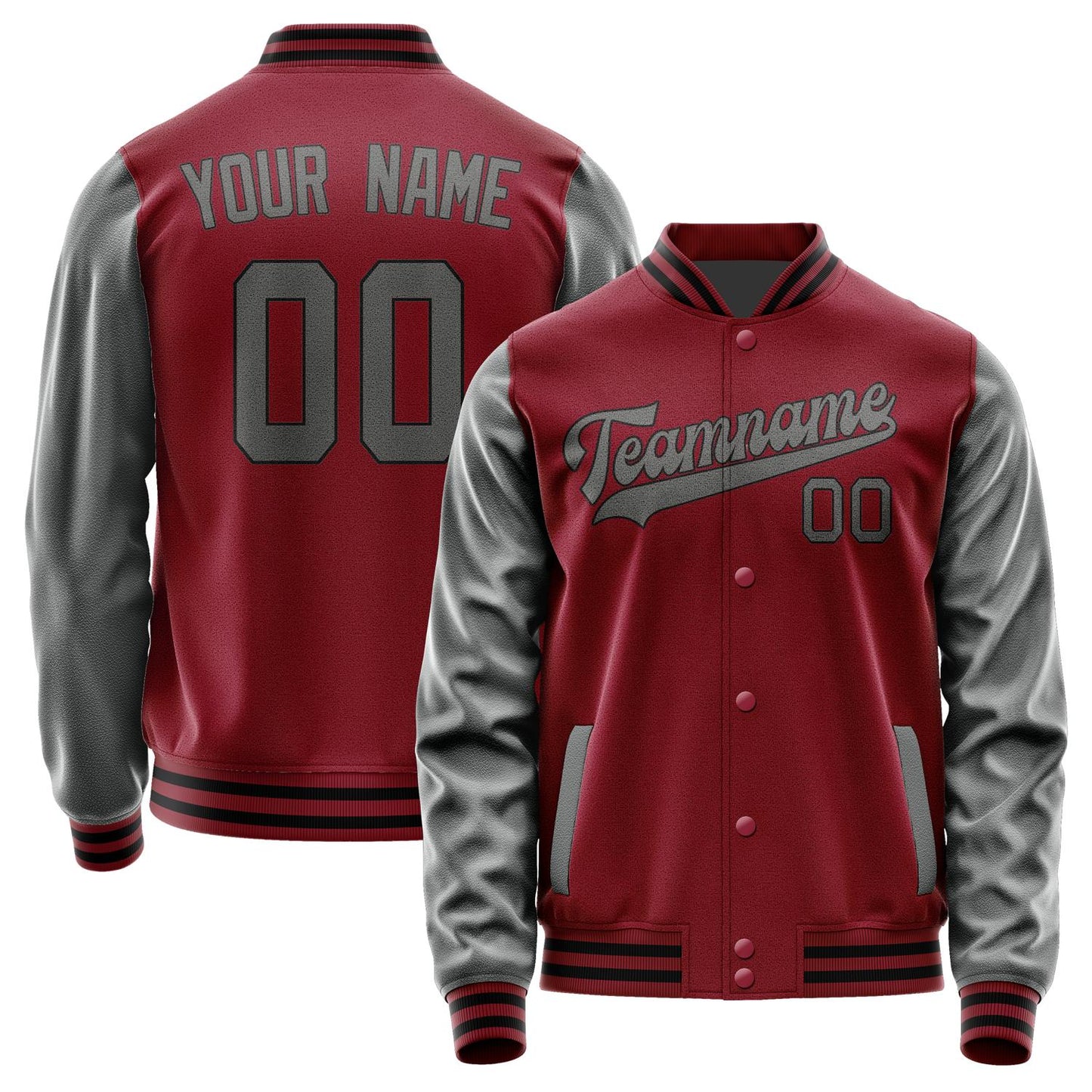 Custom Crimson Red Dark Grey Jacket JA1515201517B31720