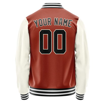 Custom Texas-Orange Cream Solid Color Varsity Letterman Jacket