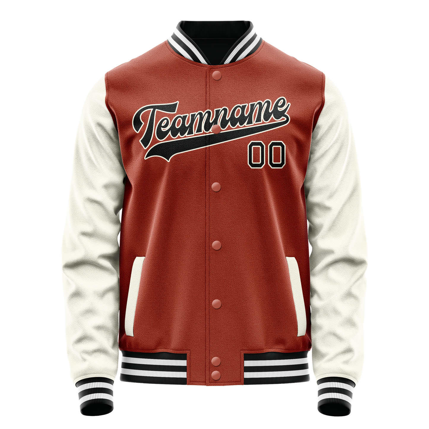 Custom Texas-Orange Cream Solid Color Varsity Letterman Jacket