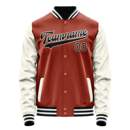 Custom Texas-Orange Cream Solid Color Varsity Letterman Jacket