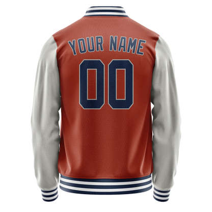 Custom Texas-Orange Gray Solid Color Varsity Letterman Jacket