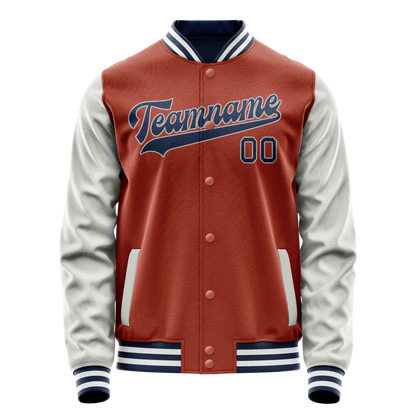 Custom Texas-Orange Gray Solid Color Varsity Letterman Jacket