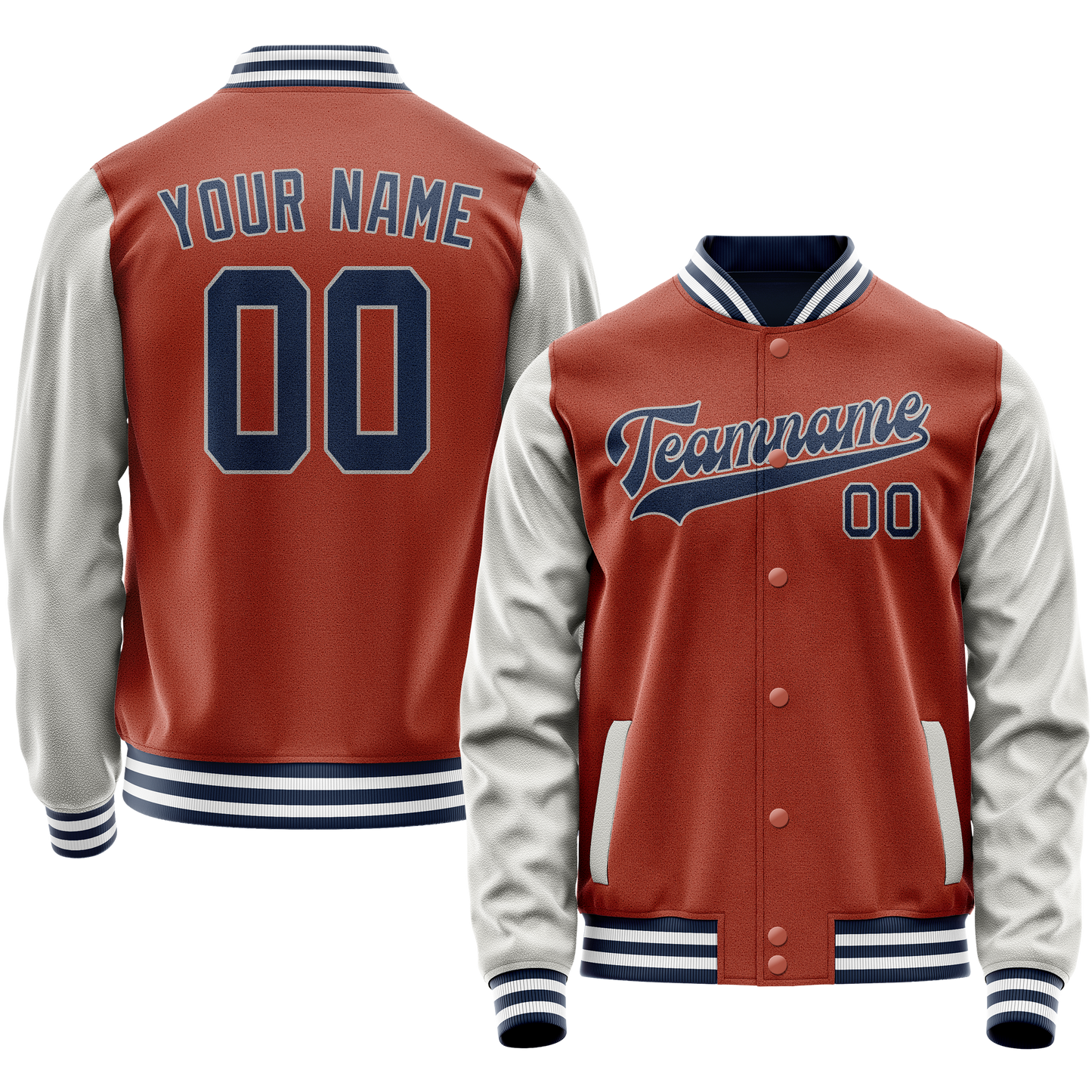 Custom Texas-Orange Gray Solid Color Varsity Letterman Jacket