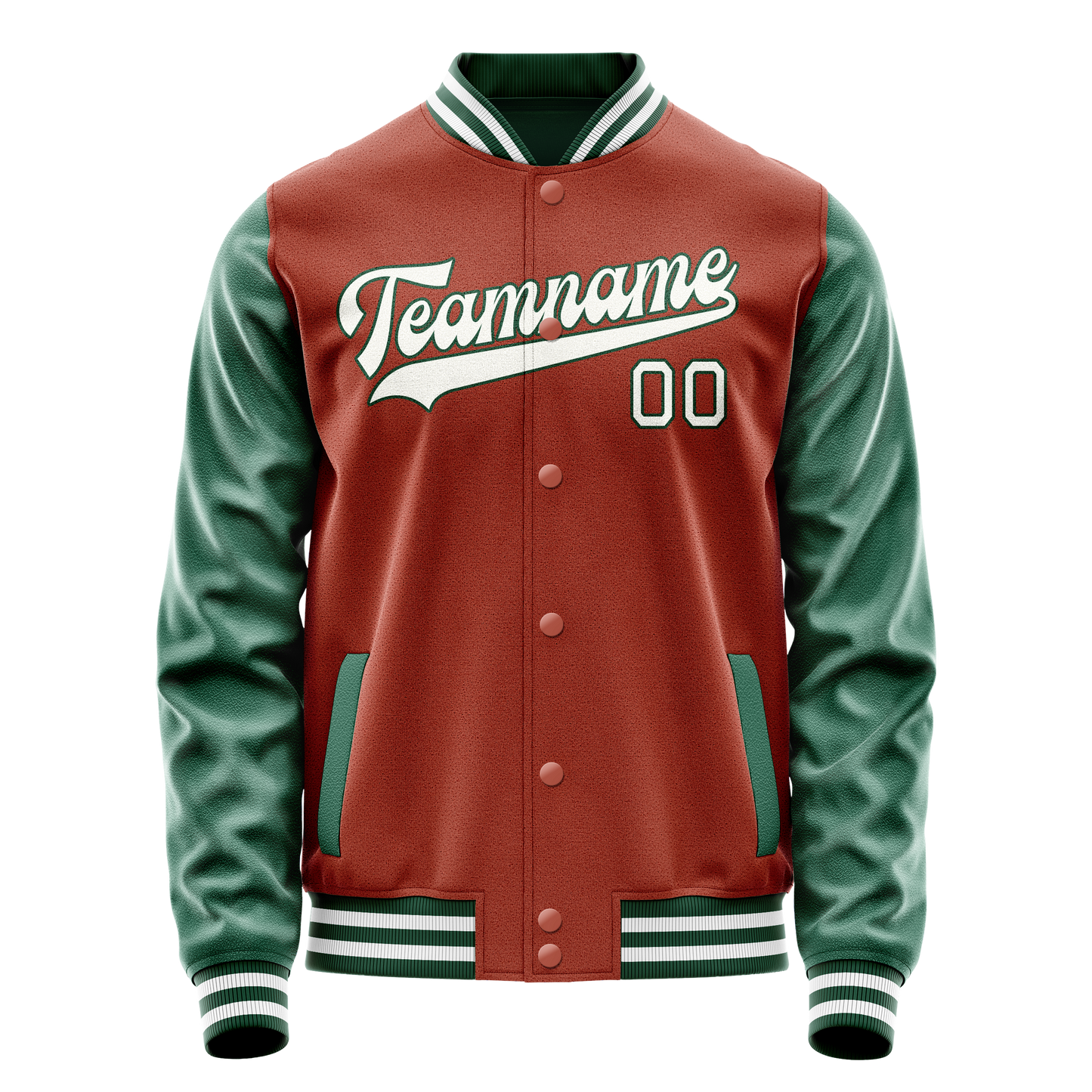 Custom Texas-Orange Kelly-Green Solid Color Varsity Letterman Jacket