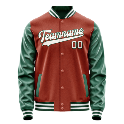 Custom Texas-Orange Kelly-Green Solid Color Varsity Letterman Jacket