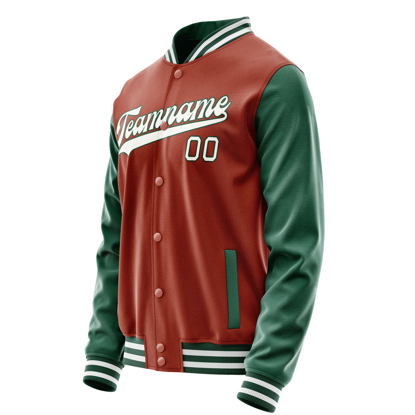 Custom Texas-Orange Kelly-Green Solid Color Varsity Letterman Jacket
