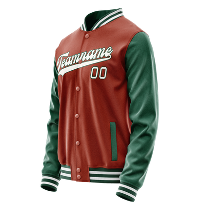 Custom Texas-Orange Kelly-Green Solid Color Varsity Letterman Jacket