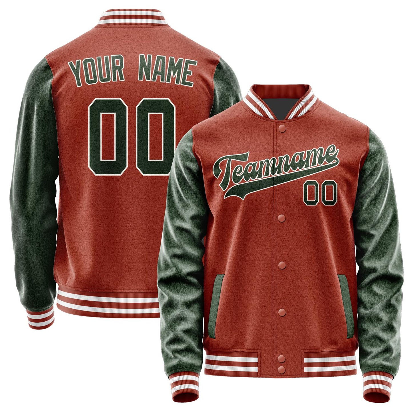 Custom Coral Red Dark Green Jacket JA1616061618B31806