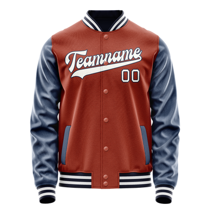 Custom Texas-Orange Royal Solid Color Varsity Letterman Jacket