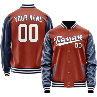 Custom Texas-Orange Royal Solid Color Varsity Letterman Jacket