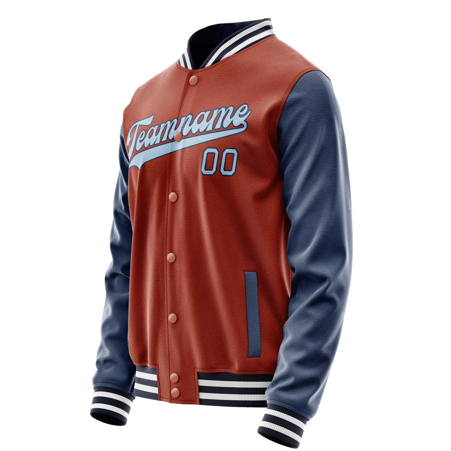Custom Texas-Orange Navy Solid Color Varsity Letterman Jacket