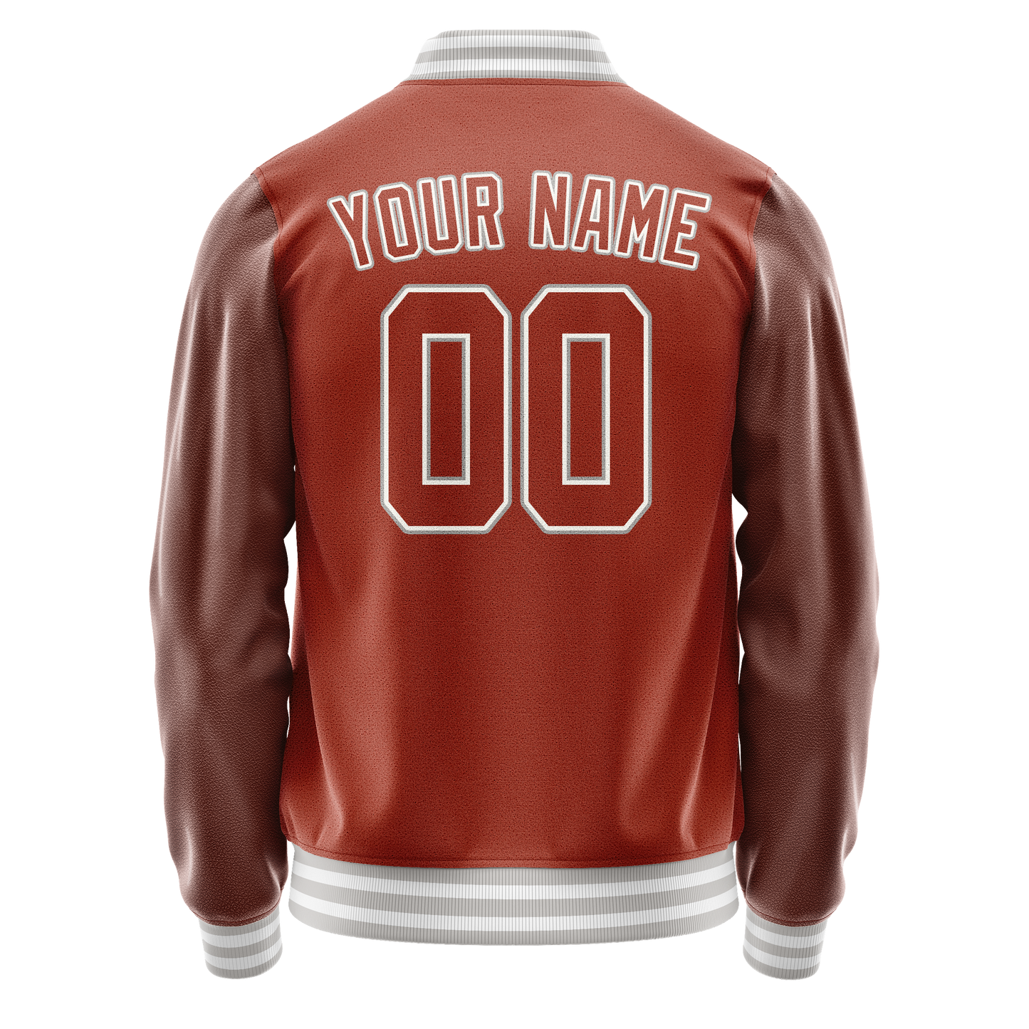 Custom Texas-Orange White Solid Color Varsity Letterman Jacket