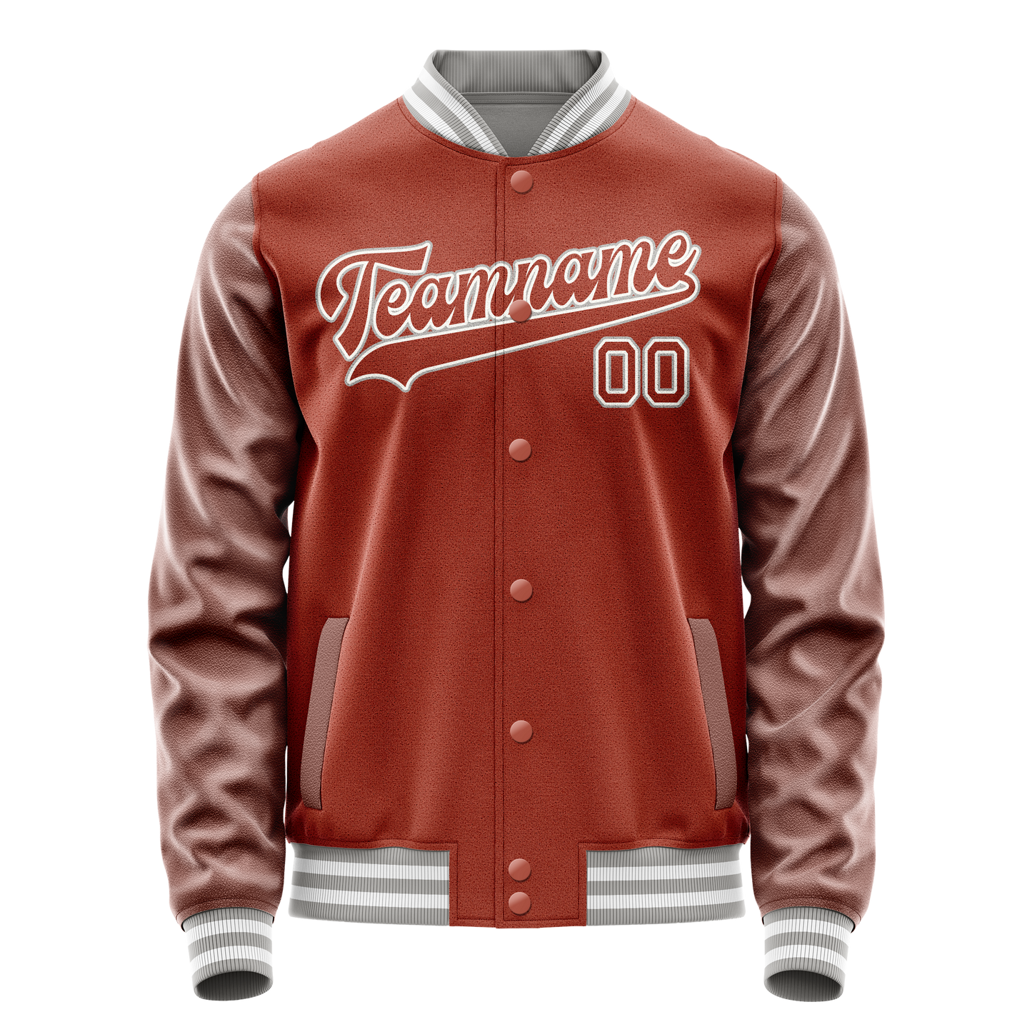 Custom Texas-Orange White Solid Color Varsity Letterman Jacket