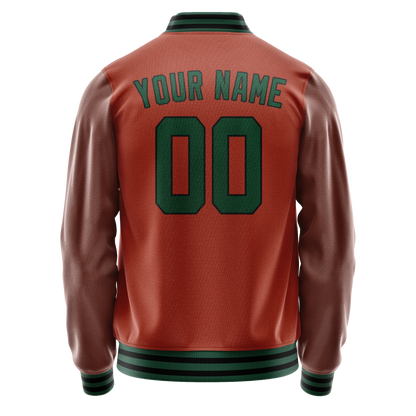 Custom Texas-Orange Teal Solid Color Varsity Letterman Jacket