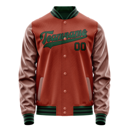 Custom Texas-Orange Teal Solid Color Varsity Letterman Jacket