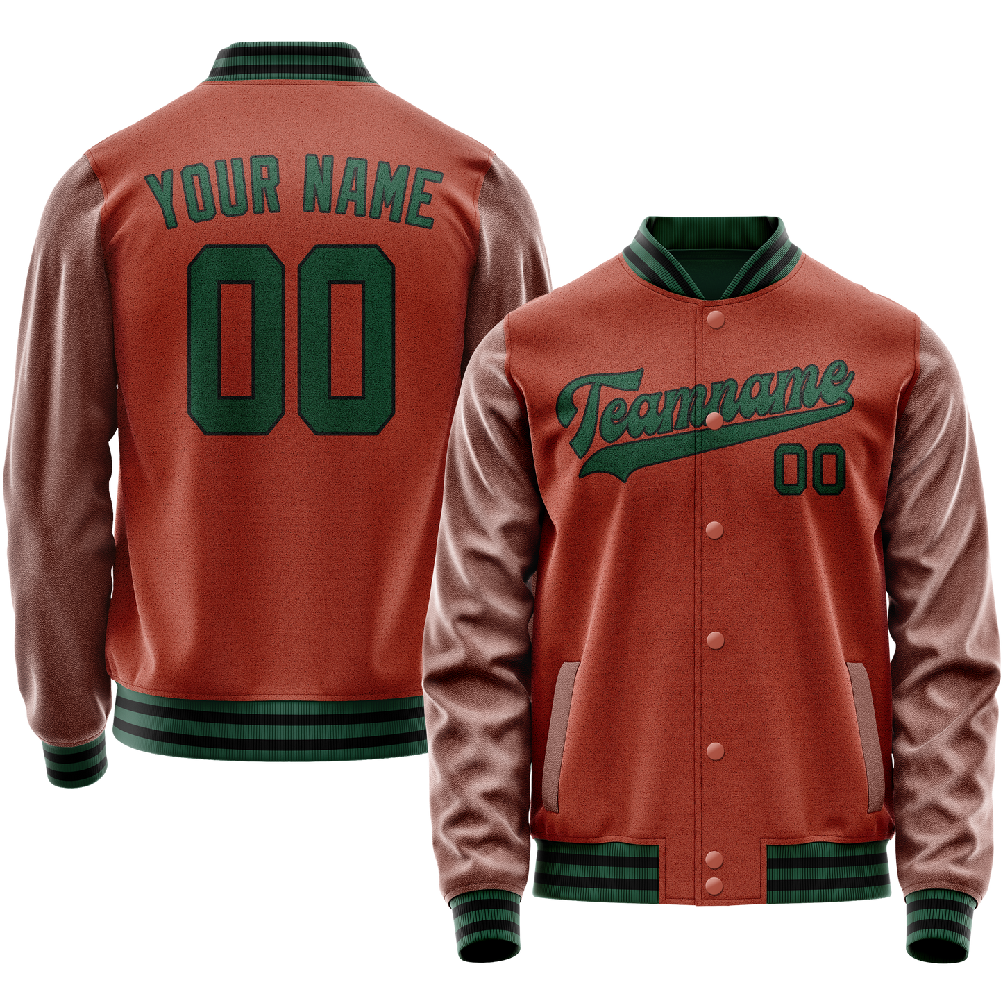 Custom Texas-Orange Teal Solid Color Varsity Letterman Jacket