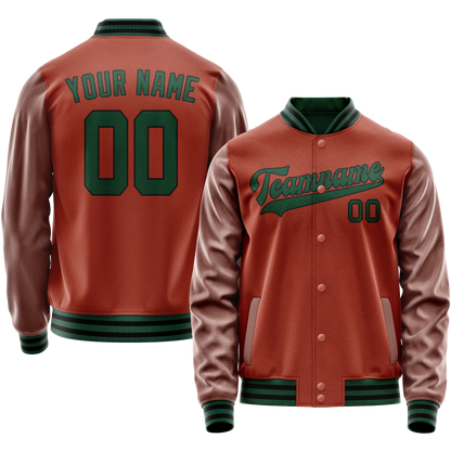 Custom Texas-Orange Teal Solid Color Varsity Letterman Jacket