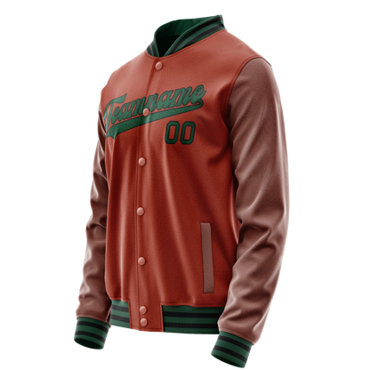 Custom Texas-Orange Teal Solid Color Varsity Letterman Jacket