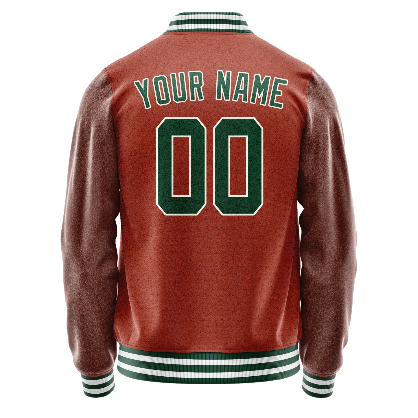 Custom Texas-Orange Kelly-Green Solid Color Varsity Letterman Jacket