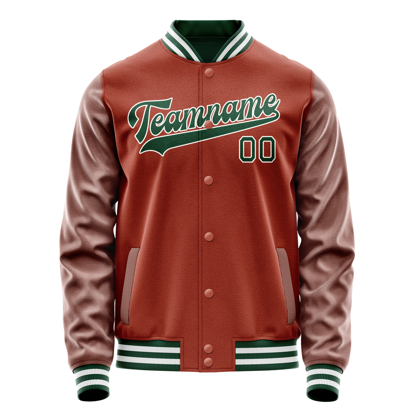 Custom Texas-Orange Kelly-Green Solid Color Varsity Letterman Jacket