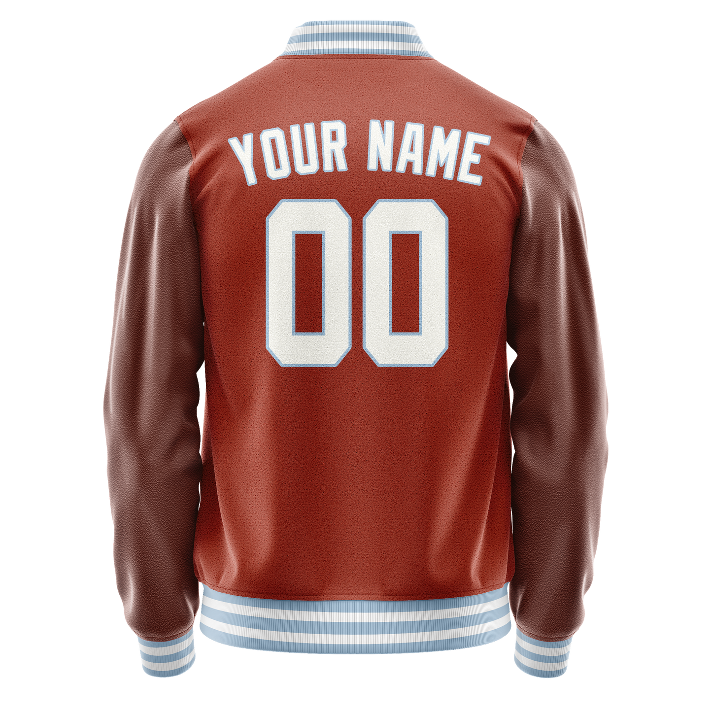 Custom Texas-Orange White Solid Color Varsity Letterman Jacket
